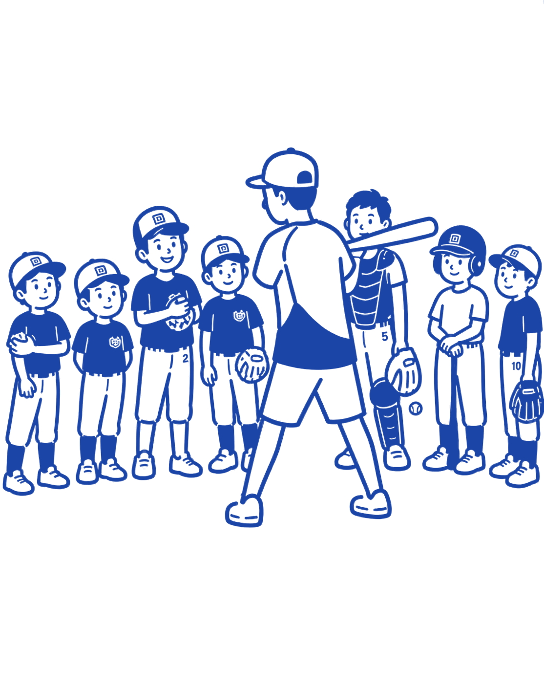 みんなで練習する選手たちのイラスト