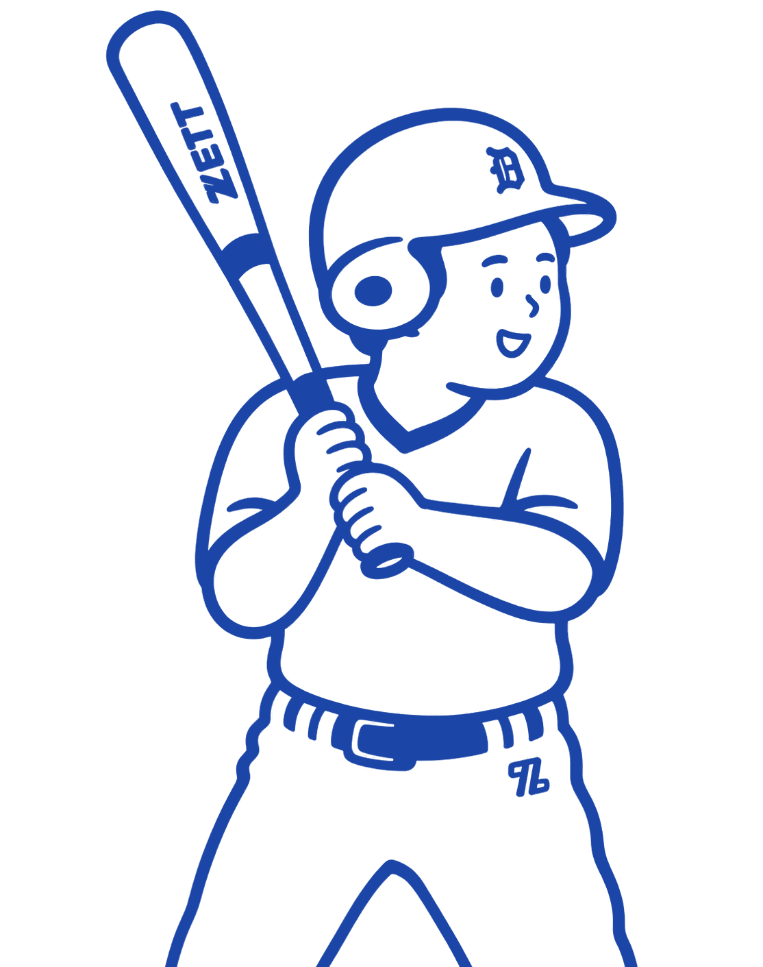 笑顔で打席に立つ選手のイラスト