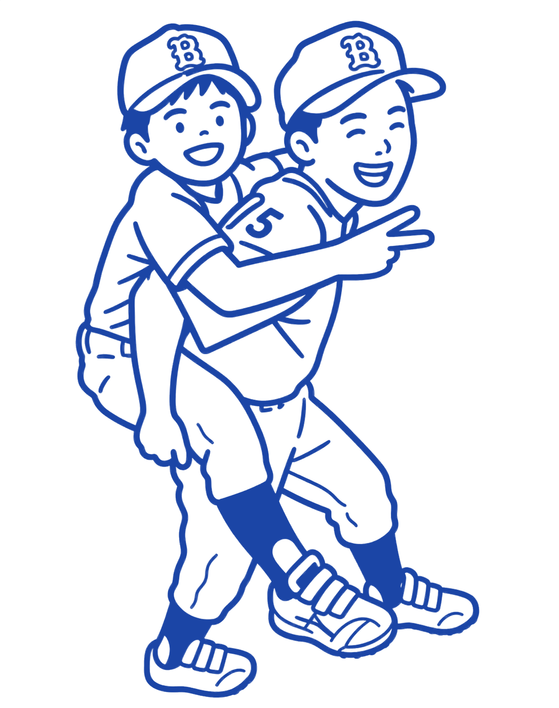 仲良く過ごす選手たちのイラスト